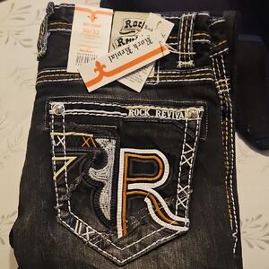 Rock Revival Black Jeans with Embroidered Pocket